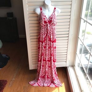 EUC Inc XS Red & White Maxi Dress